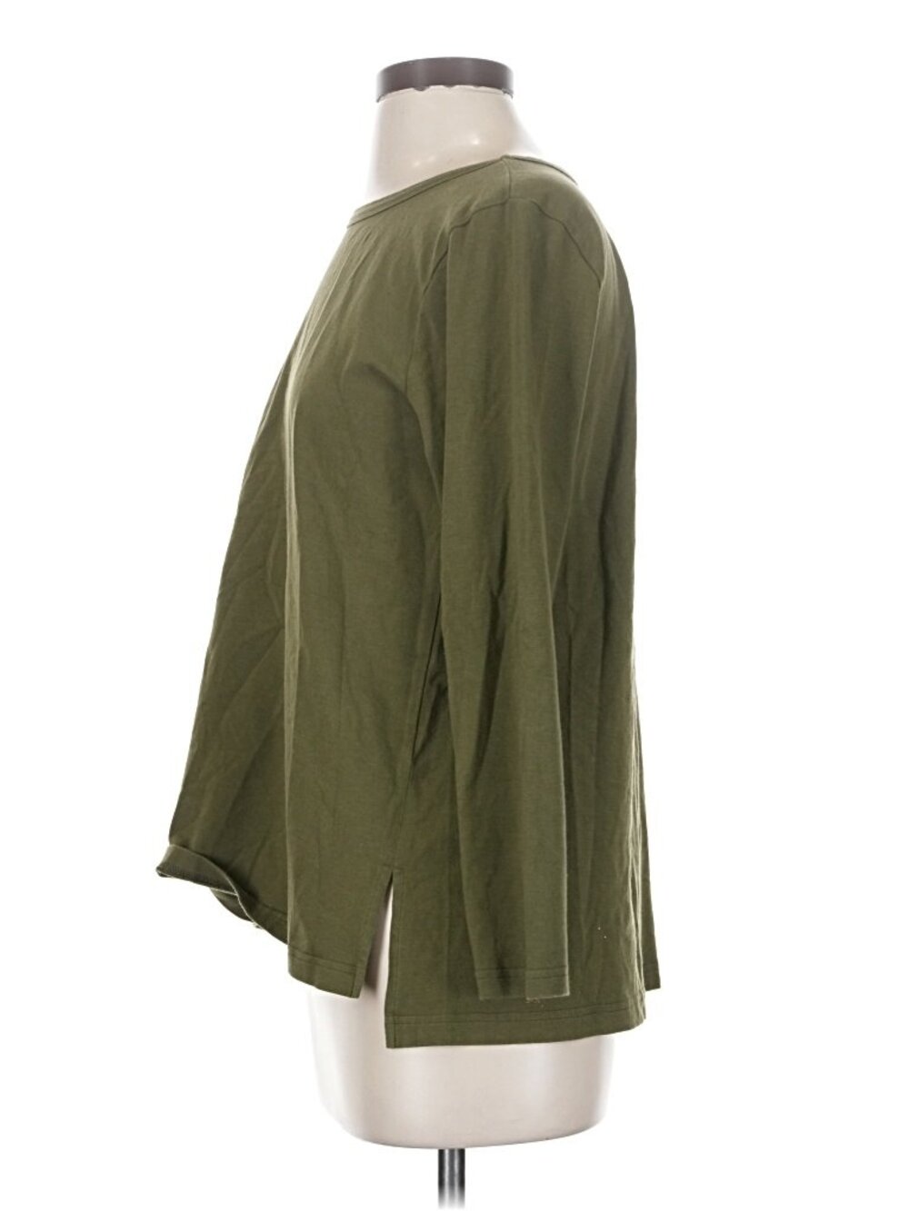 Eileen Fisher Olive Green Asymmetrical Patch Pocket Top Size S - Picture 6 of 7
